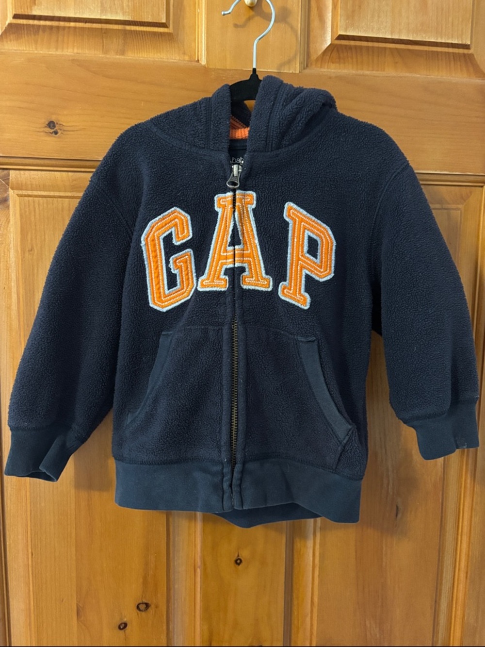 GAP Kids Navy Hoodie with Orange Lettering